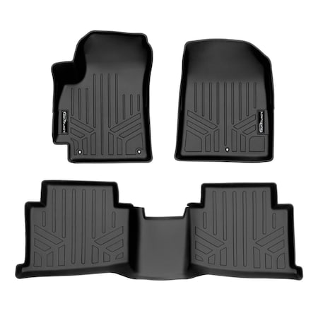 Smartliner SA0510-B0510 36 in. All Weather Floor Mats 2 Row Liner Set for 2021-2023 Kia Seltos, Black SA0510/B0510